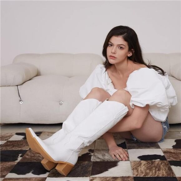 NEW  Western Cowboy Boots for Women - Knee High Wide Calf Cowgirl Boots - Picture 2 of 6